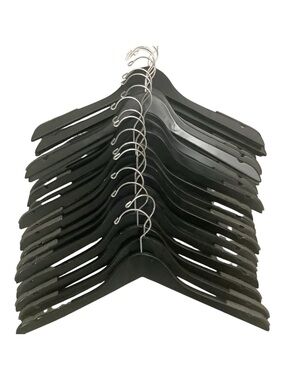 Set of 20 Black Wood Hangers with non-slip gripping